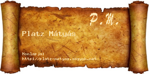 Platz Mátyás névjegykártya